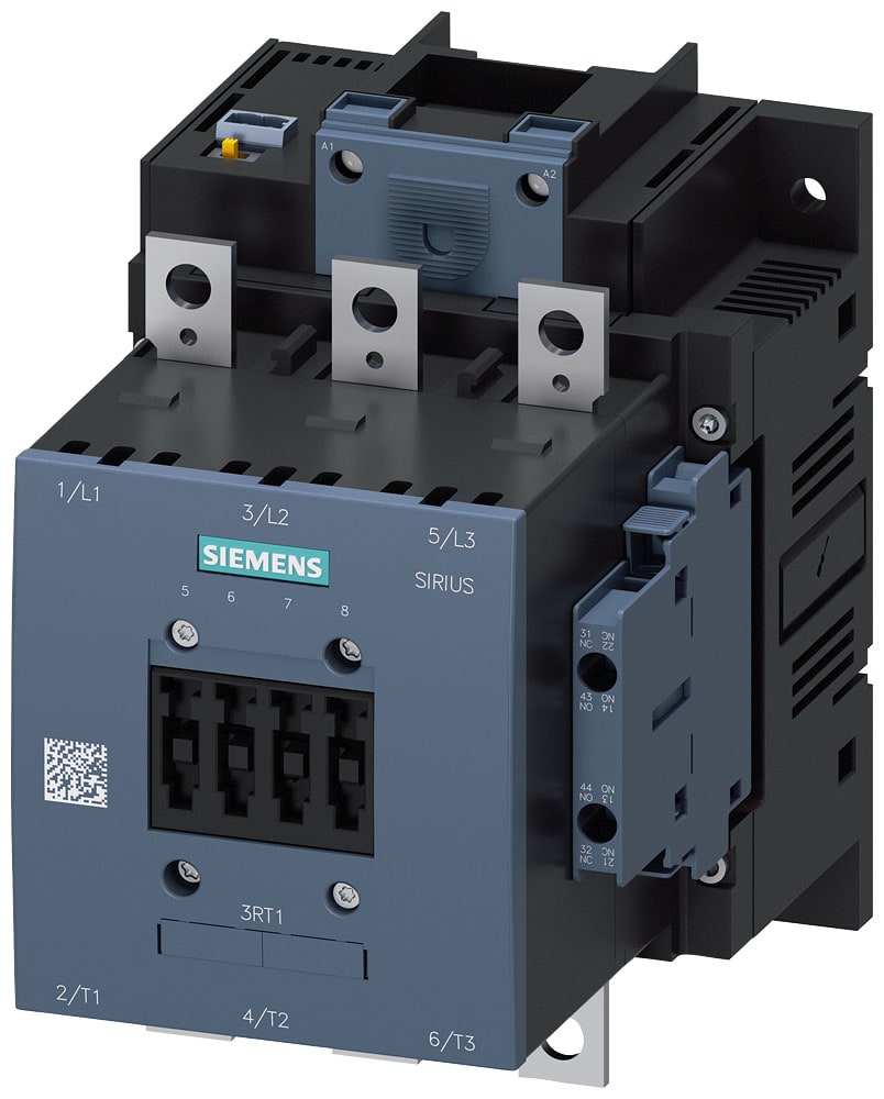 SIEMENS - SIE3RT10546NB36 Contattore, AC-3e, 115 A/55 kW/400 V, a 3 poli, AC/DC 21 ... 27,3 V, ingresso PLC opzionale, 2NO+2NC, sbarra di collegamento/morsetti a vite