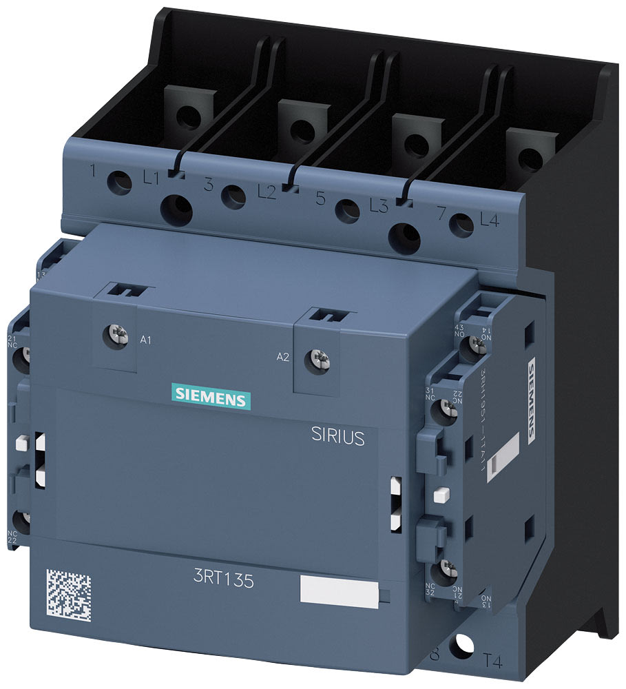 SIEMENS - SIE3RT13556AP36 Contattore, AC-1, 200 A/400 V/40 °C, S6, a 4 poli, AC/DC 100 ... 250 V, 2NO+2NC