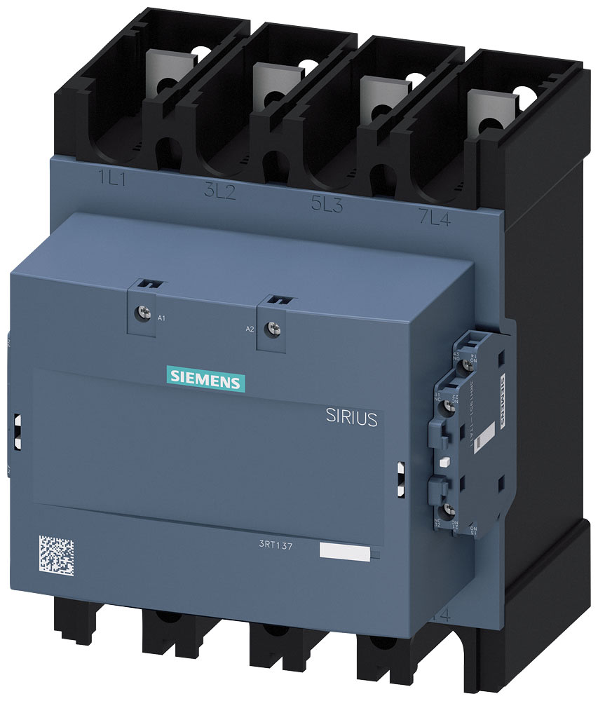 SIEMENS - SIE3RT13746AP36 Contattore, AC-1, 500 A/400 V/40 °C, S12, a 4 poli, AC/DC 100 ... 250 V, 2NO+2NC