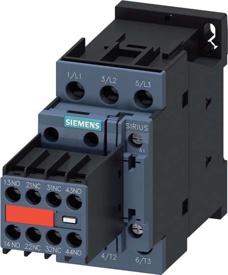 SIEMENS - SIE3RT20271CK643MA0 Contattore, AC-3e, 32 A/15 kW/400 V, a 3 poli, AC 110 V/50 Hz, 120 V/60 Hz, 2NO+2NC, morsetti a vite