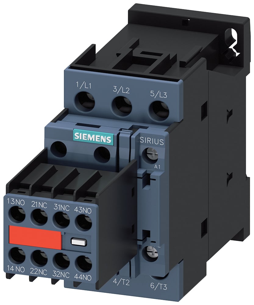 SIEMENS - SIE3RT20271AL243MA0 Contattore, AC-3e, 32 A/15 kW/400 V, a 3 poli, AC 230 V, 50/60 Hz, 2NO+2NC, morsetti a vite