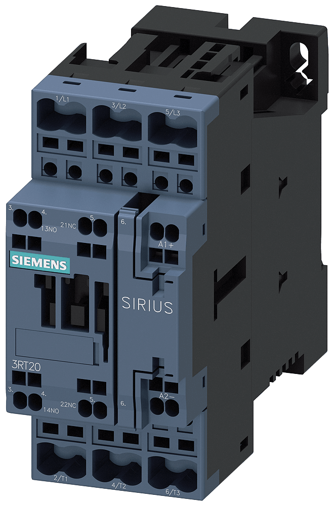SIEMENS - SIE3RT20272XF400LA2 Contattore per applicazioni ferroviarie, AC-3e, 15 kW/400 V, 1NO+1NC, DC 110 V, 0,7 ... 1,25*Us, a 3 poli, S0