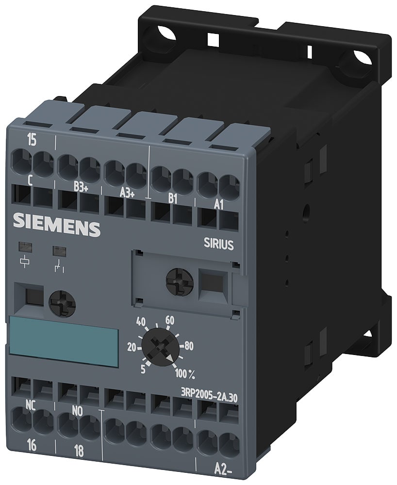 SIEMENS - SIE3RP20052AP30 Relè a tempo, elettronico, multifunzione, 8 funzioni, 1CO, AC/DC 24 V, AC 200 ... 240 V