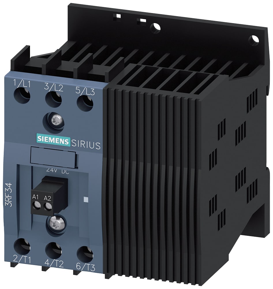SIEMENS - SIE3RF34161BB24 Contattore statico 3RF3, trifase AC-53 16 A 48 ... 480 V/AC 110 ... 230 V, controllato a 2 fasi