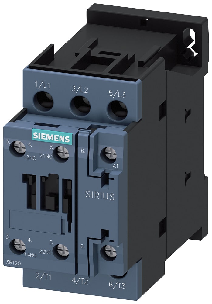 SIEMENS - SIE3RT20261AD00 Contattore, AC-3e, 25 A/11 kW/400 V, a 3 poli, AC 42 V/50 Hz, 1NO+1NC, morsetti a vite