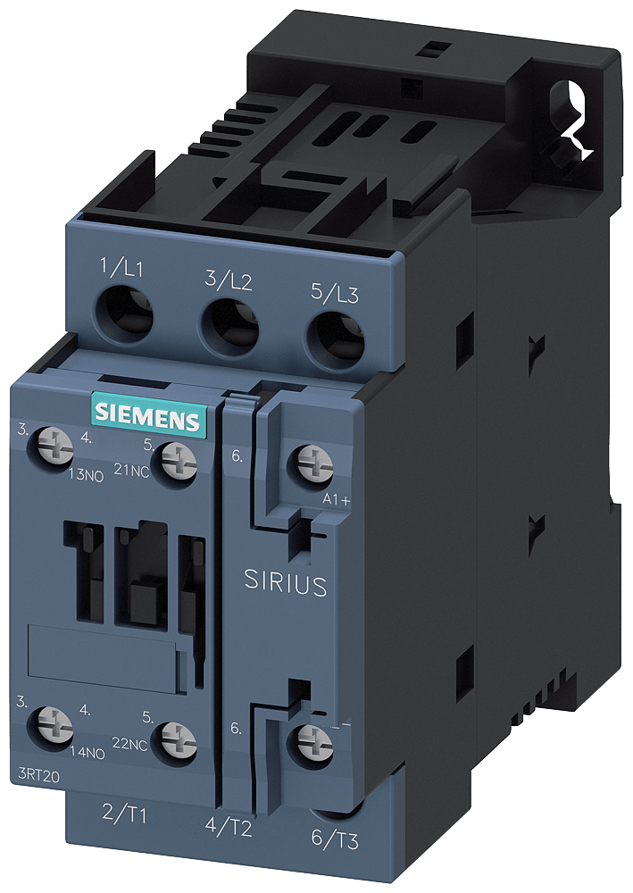 SIEMENS - SIE3RT20271BE40 Contattore, AC-3e, 32 A/15 kW/400 V, a 3 poli, DC 60 V, 1NO+1NC, morsetti a vite