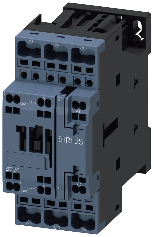 SIEMENS - SIE3RT20252AP00 Contattore, AC-3e, 17 A/7,5 kW/400 V, a 3 poli, AC 230 V/50 Hz, 1NO+1NC, morsetti a molla