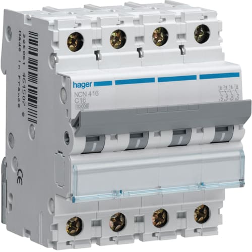HAGER - HAGNCN404A INTERR. AUTOM. 4P 4A 10 KA C 4M