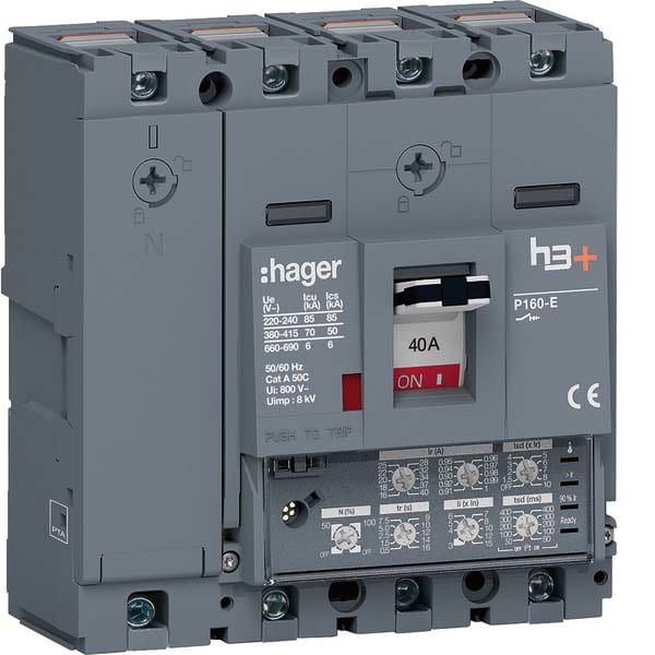 HAGER - HAGHES041JC INT AUT H3+ P160 LSI 4P 40A 70KA N REG