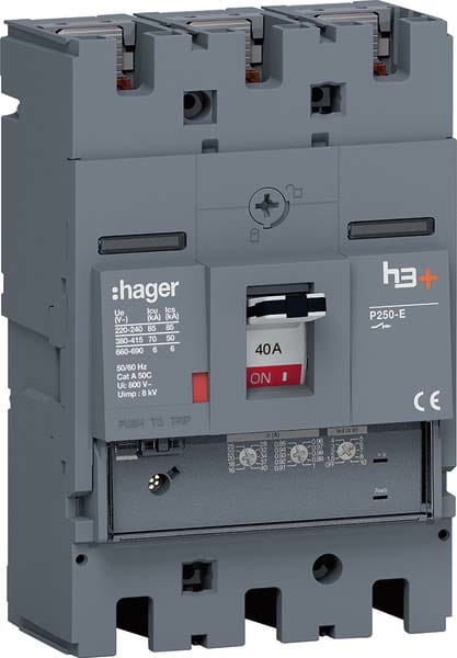 HAGER - HAGHET040GR INT AUT H3+ P250 LSNI 3P 40A 70KA