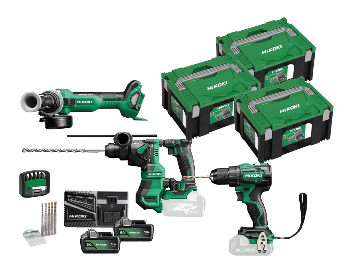 HIKOKI POWER TOOLS - HIAKSON007MA KIT DH18DPA+DV18DE+G1813DA+2X5AH
