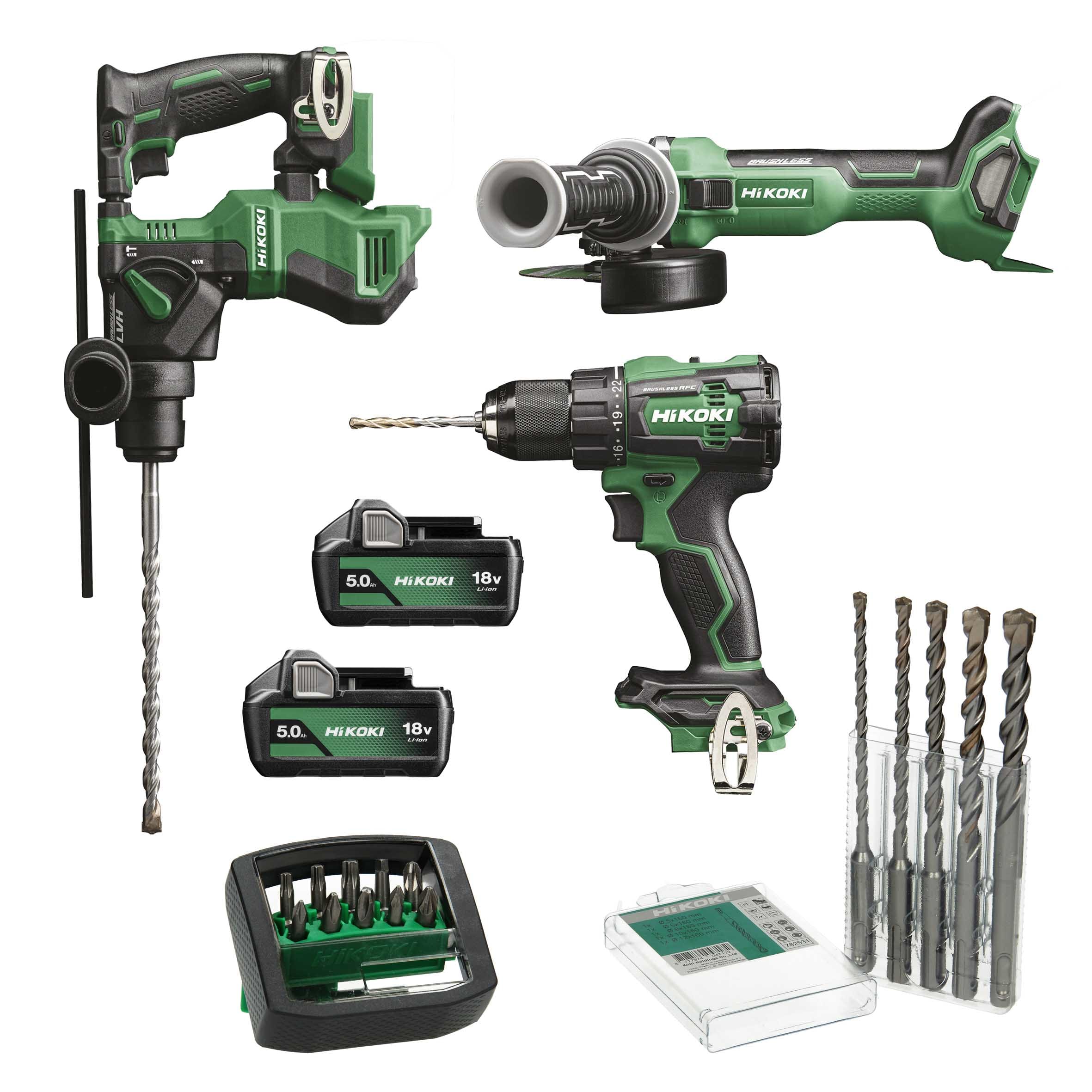 HIKOKI POWER TOOLS - HIAKSON007MA KIT DH18DPA+DV18DE+G1813DA+2X5AH