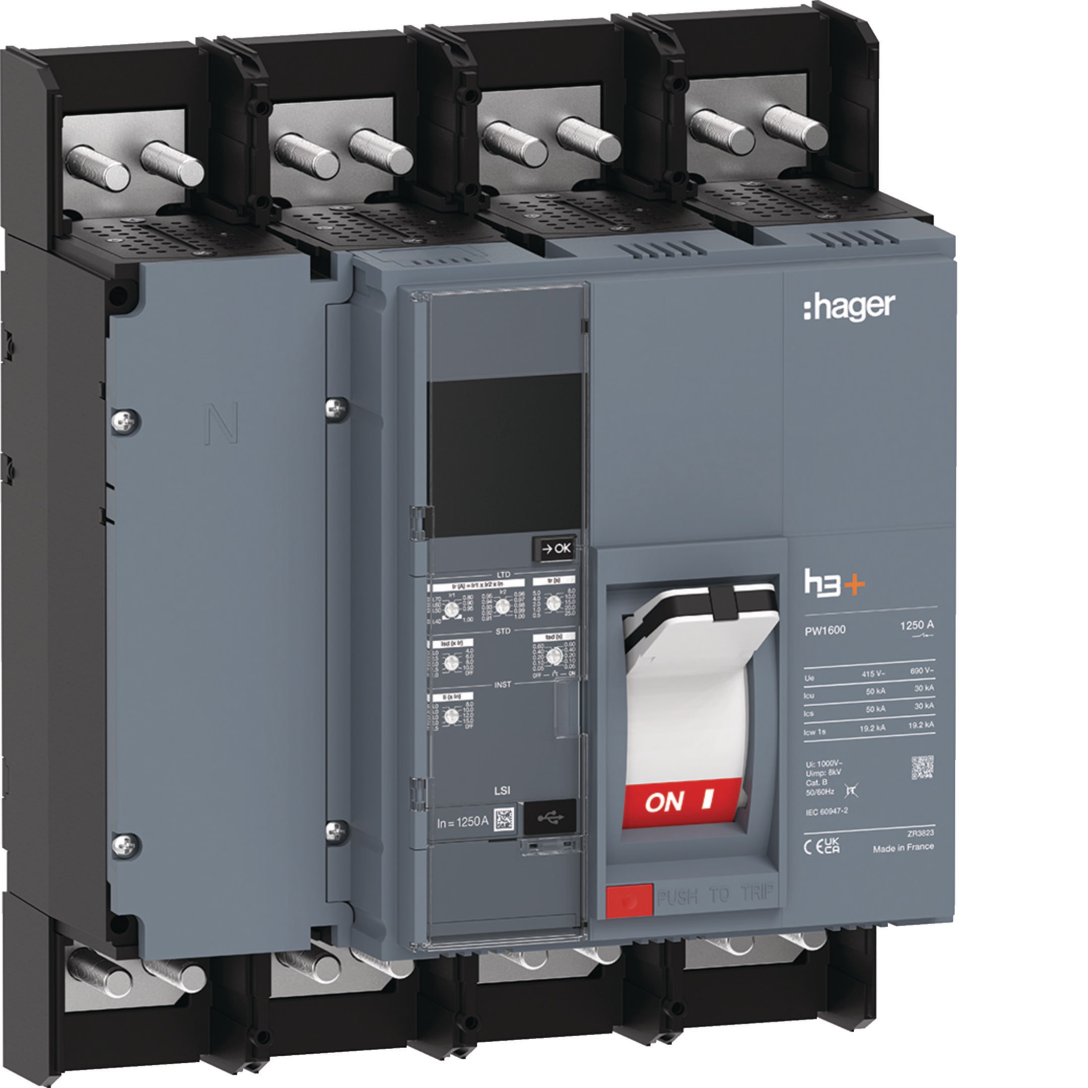 HAGER - HAGHMQ981JR INT AUT H3+ PW1600 LSI 4P 1250A 50KA