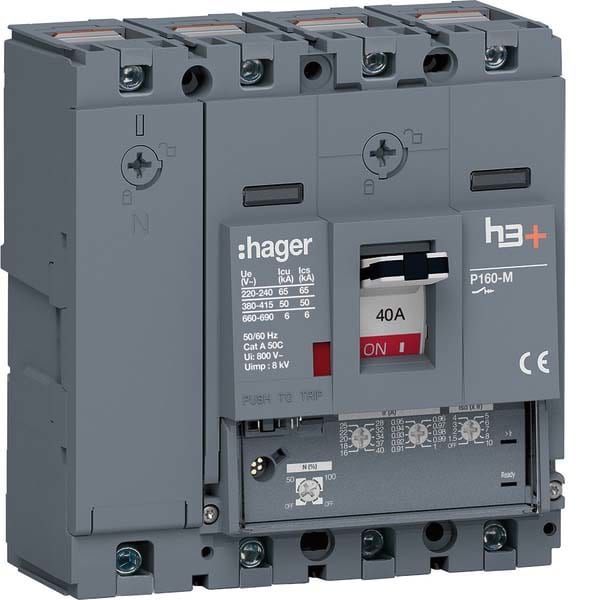 HAGER - HAGHMS041GC INT AUT H3+ P160 LSNI 4P 40A 50KA N REG