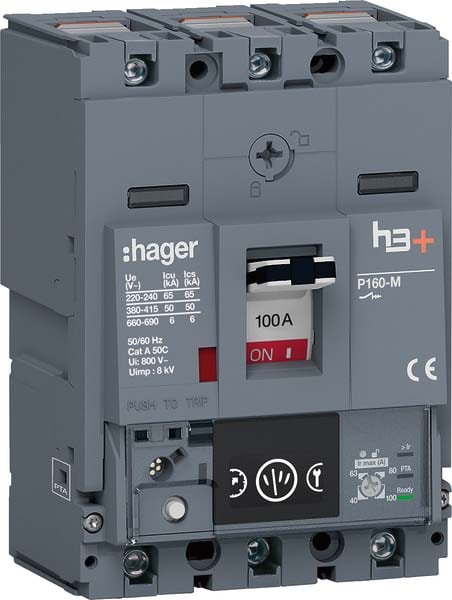 HAGER - HAGHMS100NC INT AUT H3+ P160 ENERGY 3P 100A 50KA