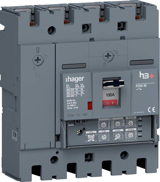 HAGER - HAGHMT101JR INT AUT H3+ P250 LSI 4P 100A 50KA N REG