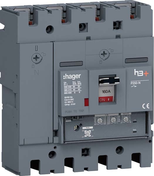 HAGER - HAGHNT161GR INT AUT H3+ P250 LSNI 4P 160A 40KA N REG