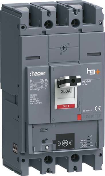 HAGER - HAGHNW250NR INT AUT H3+ P630 ENERGY 3P 250A 40KA