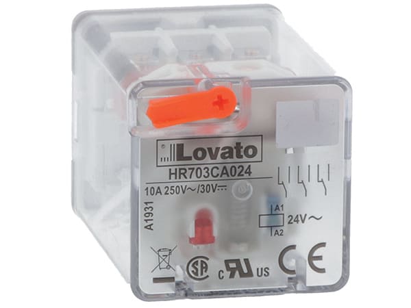 LOVATO - LOVHR703CD024 RELE INDUST UNDECAL 3SC 10A 24VDC+LED