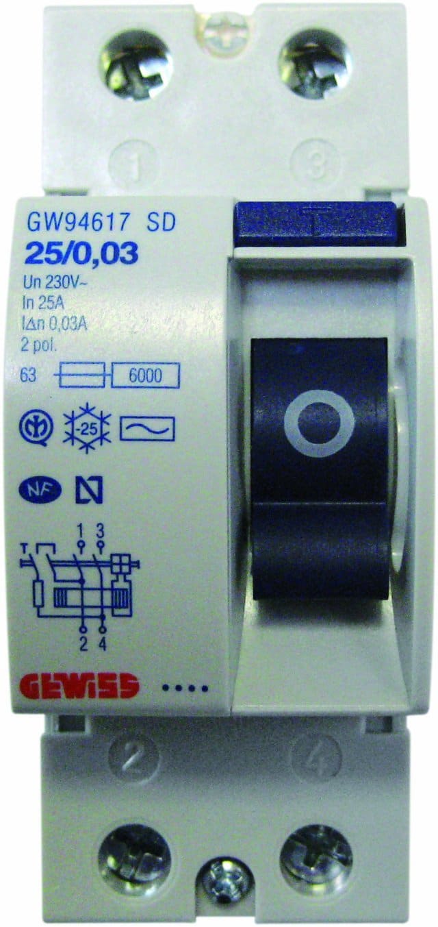 GEWISS - GEWGWD4617 INT.DIFF.PURO 2P.25A IST.AC/0,03 2M NA-T