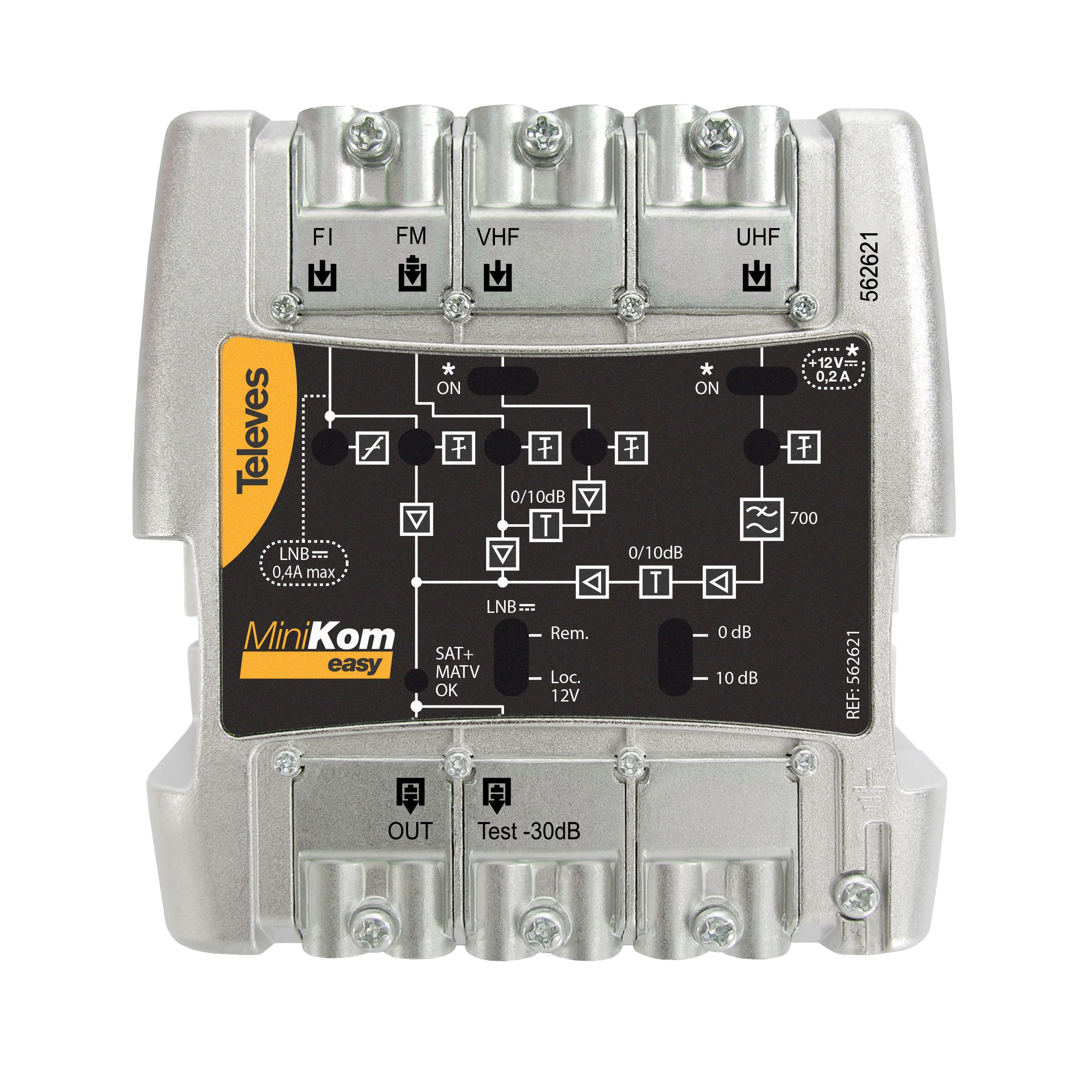 TELEVES ITALIA SRL - TVV562621 AMP.MINIKOM 4I/1U EASYF FM-VHF-UHF-IF