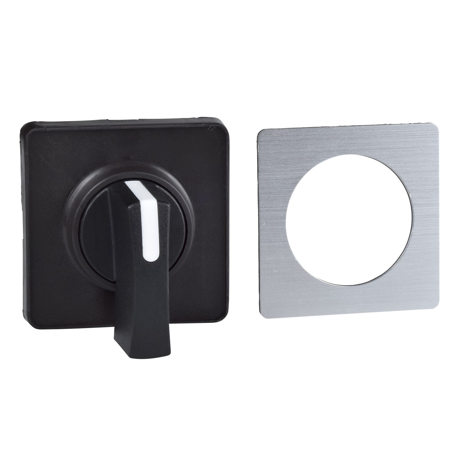 SCHNEIDER ELECTRIC - SNRKBC1H Testa commut 45 x 45mm - metalliz. - leva nera - etichetta neutra da incidere