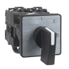 SCHNEIDER ELECTRIC - SNRK1D004QLH Cam stepping switch, Harmony K, multifixing, plastic,1 pole,4 steps, position 0, 45°,12A,45x45mm, metallic legend, marked 0 1 2 3 4, 35mm black handle