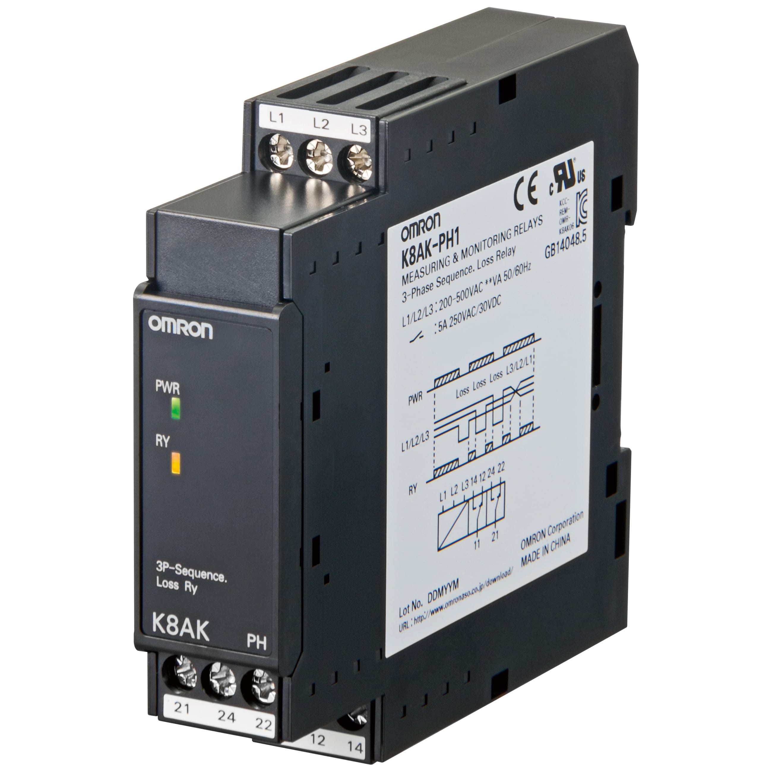 OMRON - OMRK8AKPH1 Relè K8AK, 3-ph, 3-fili, 200...480Vc.a.
