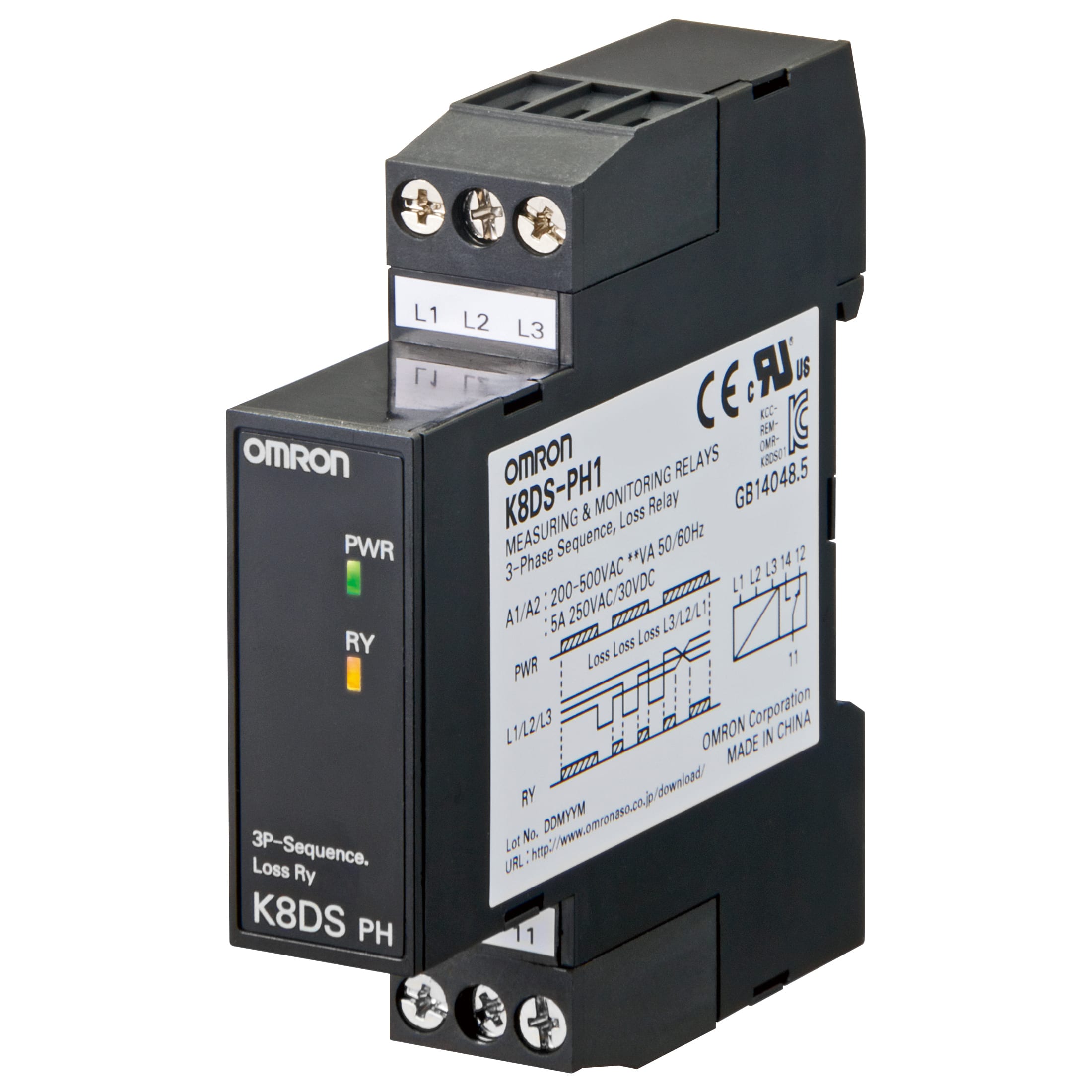 OMRON - OMRK8DSPH1 Relè K8DS, 3-ph, 3-fili, 200...480Vc.a.