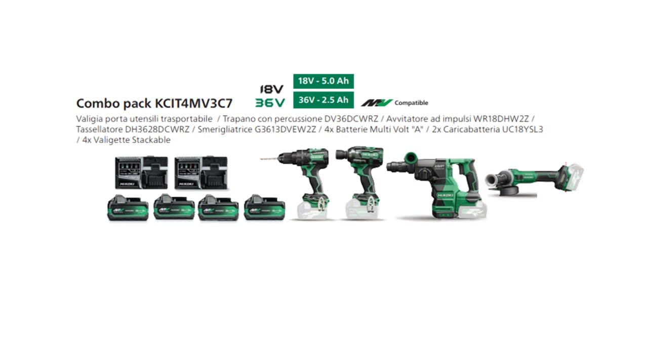 HIKOKI POWER TOOLS - HIAKCIT4MV3C7 KIT DV36DC+DH3628DC+WR18DH+G3613DVE