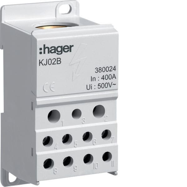 HAGER - HAGKJ02B Verteilerblock 400A, geschlossen, 1polig