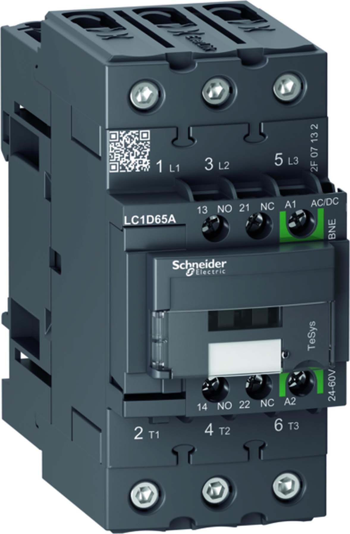 SCHNEIDER ELECTRIC - SNRLC1D65ABNE CONTATTORE 65A 24-60VAC/DC GREEN