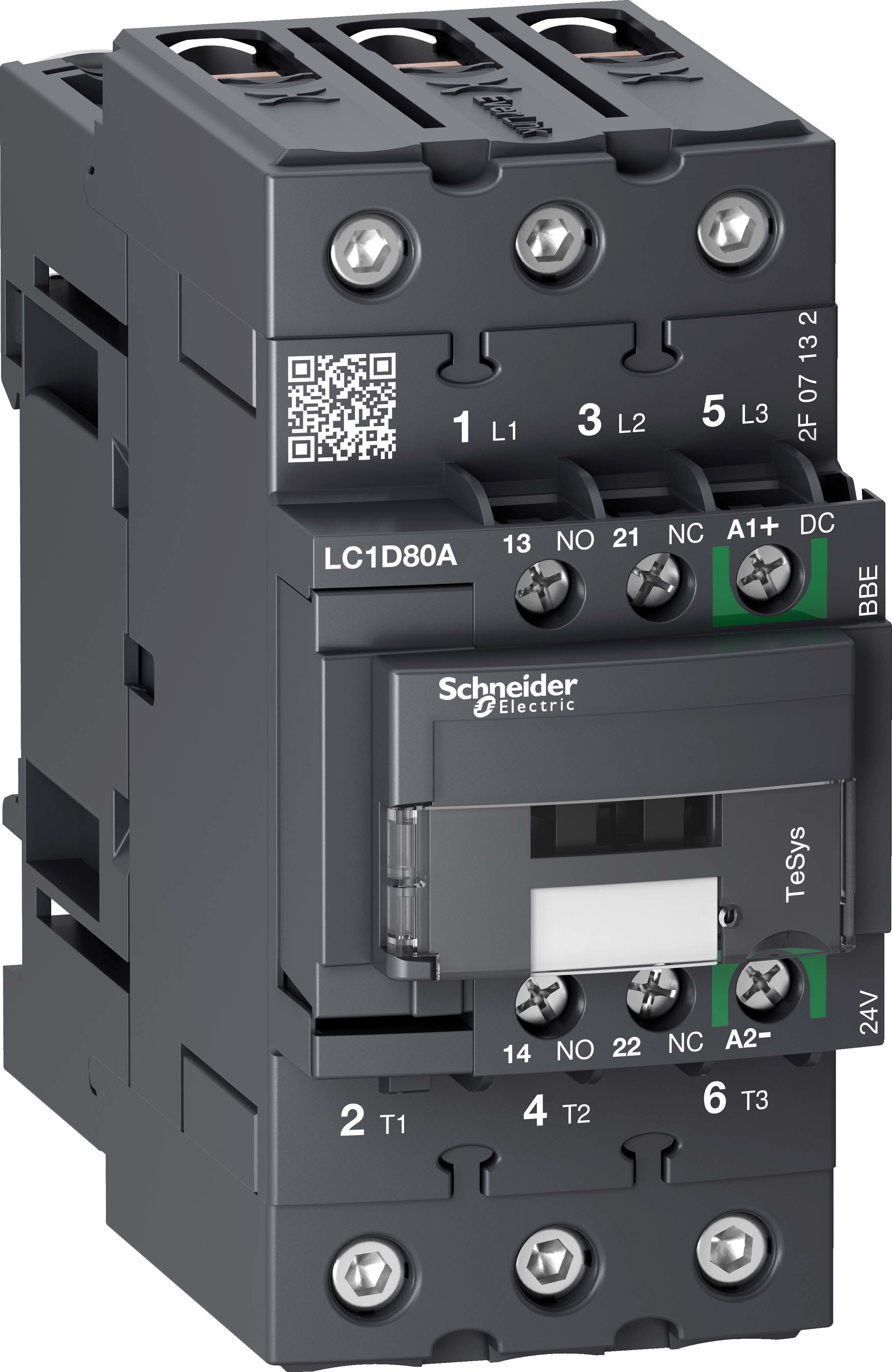 SCHNEIDER ELECTRIC - SNRLC1D80ABBE TeSys D contactor 3P 80A AC-3 up to 440V coil 24V DC