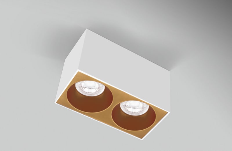 CENTURY ITALIA SRL - CUYESQBG160-2GU10 PLAFONIERA LED ESSENZA QUBE BIANCA/GOLD