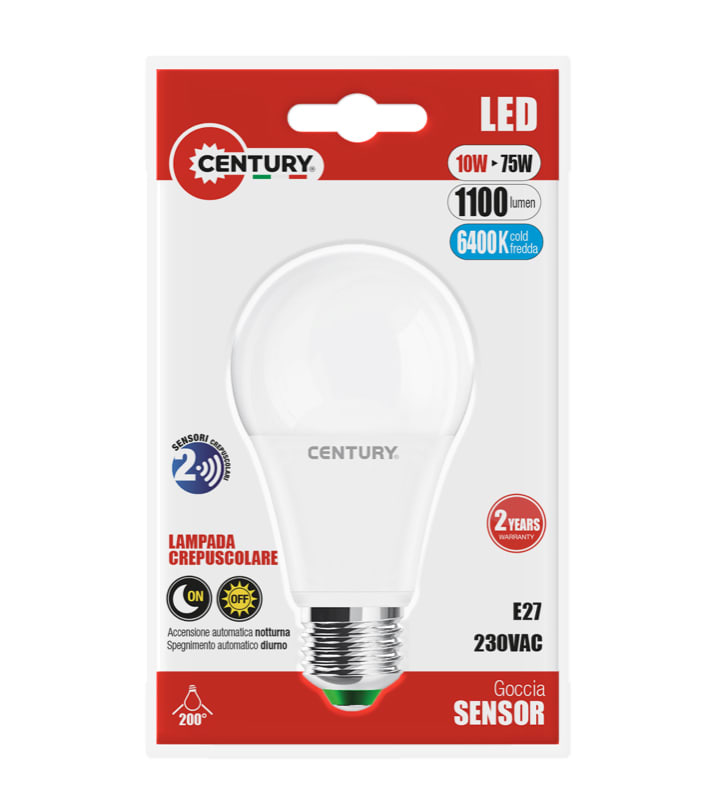 CENTURY ITALIA SRL - CUYG3SP-102764BL LAMP. LED SENSOR PLUS GOCCIA A60