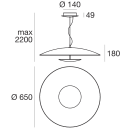 LINEA LIGHT (ILED) - ILD90286 HORIZON SOSP.D650 34W LED B.CO RAGG
