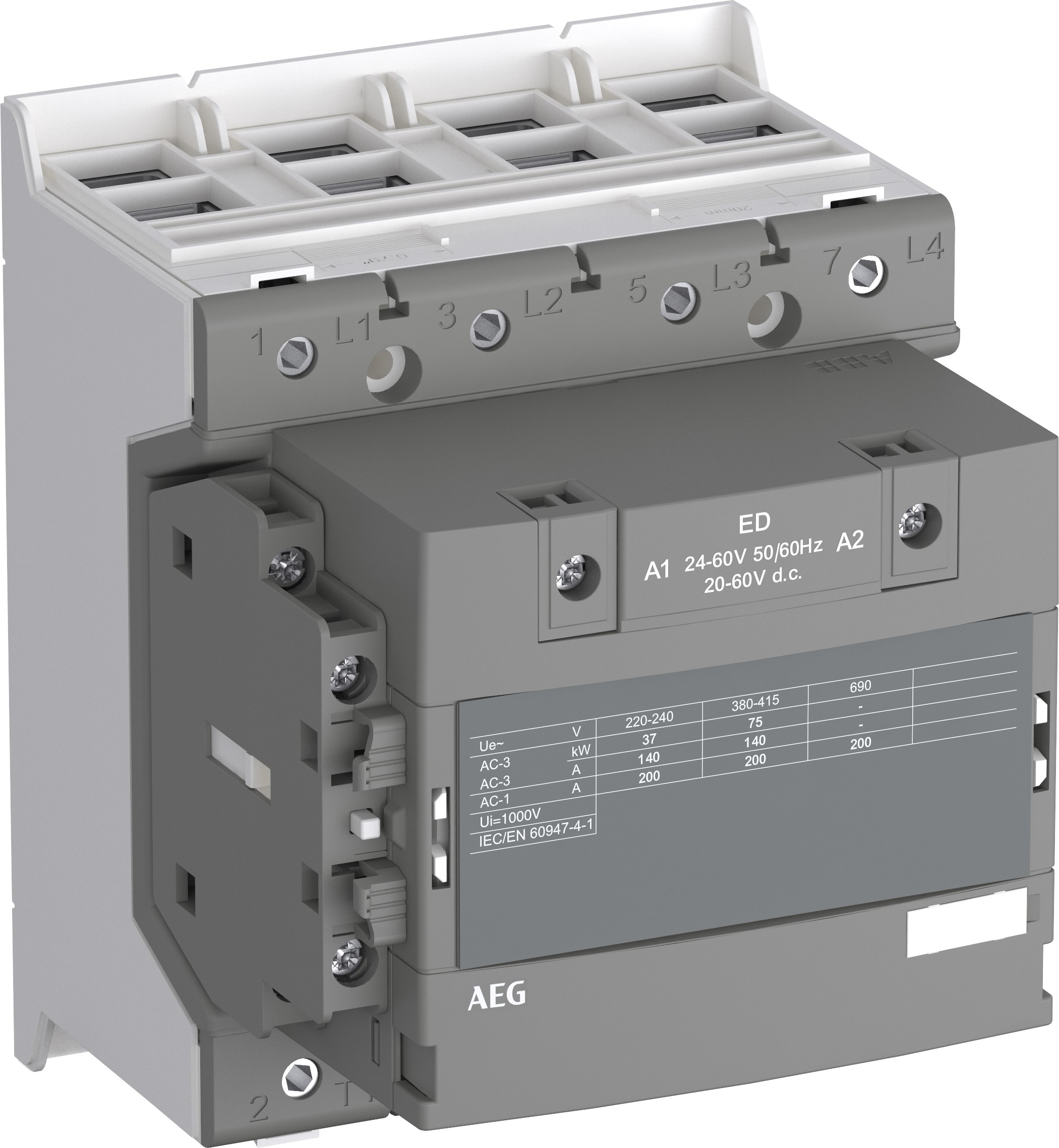 ELETTRA SRL AEG - AEGLS55N4011-ED CONTATTORE DDI 4P 116A AC3 55KW 24-60VAC/DC