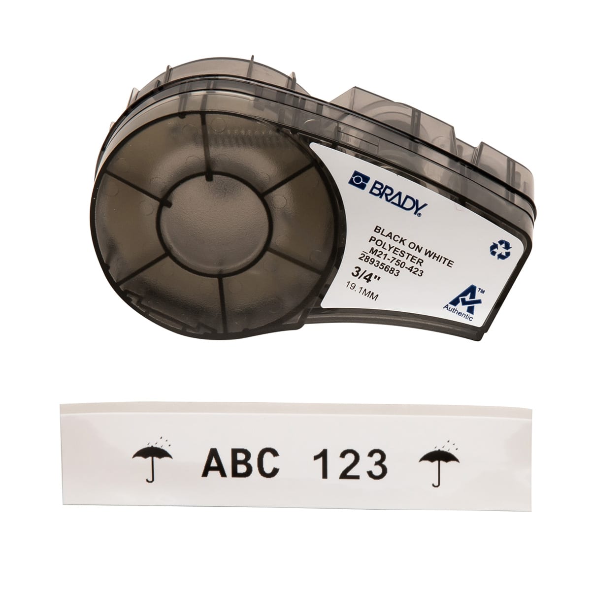 BRADY ITALIA - MOD110898 LABEL POLYESTER 0.75X21 BK/WT - 1 NASTR