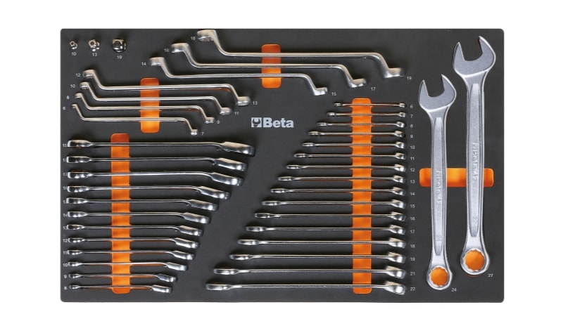 BM SPA - BMM024500025 Modulo morbido chiavi combinate, chiavi combinate a cricchetto con adattatori e chiavi doppie curve