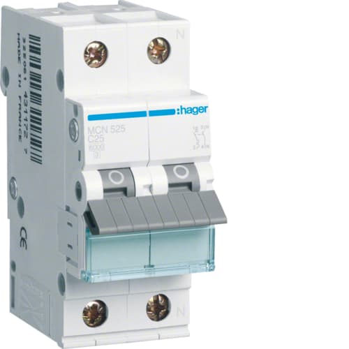 HAGER BOCCHIOTTI - HBZMCN525 INTERR. AUTOM 1P+N 25A 6 KA C 2M
