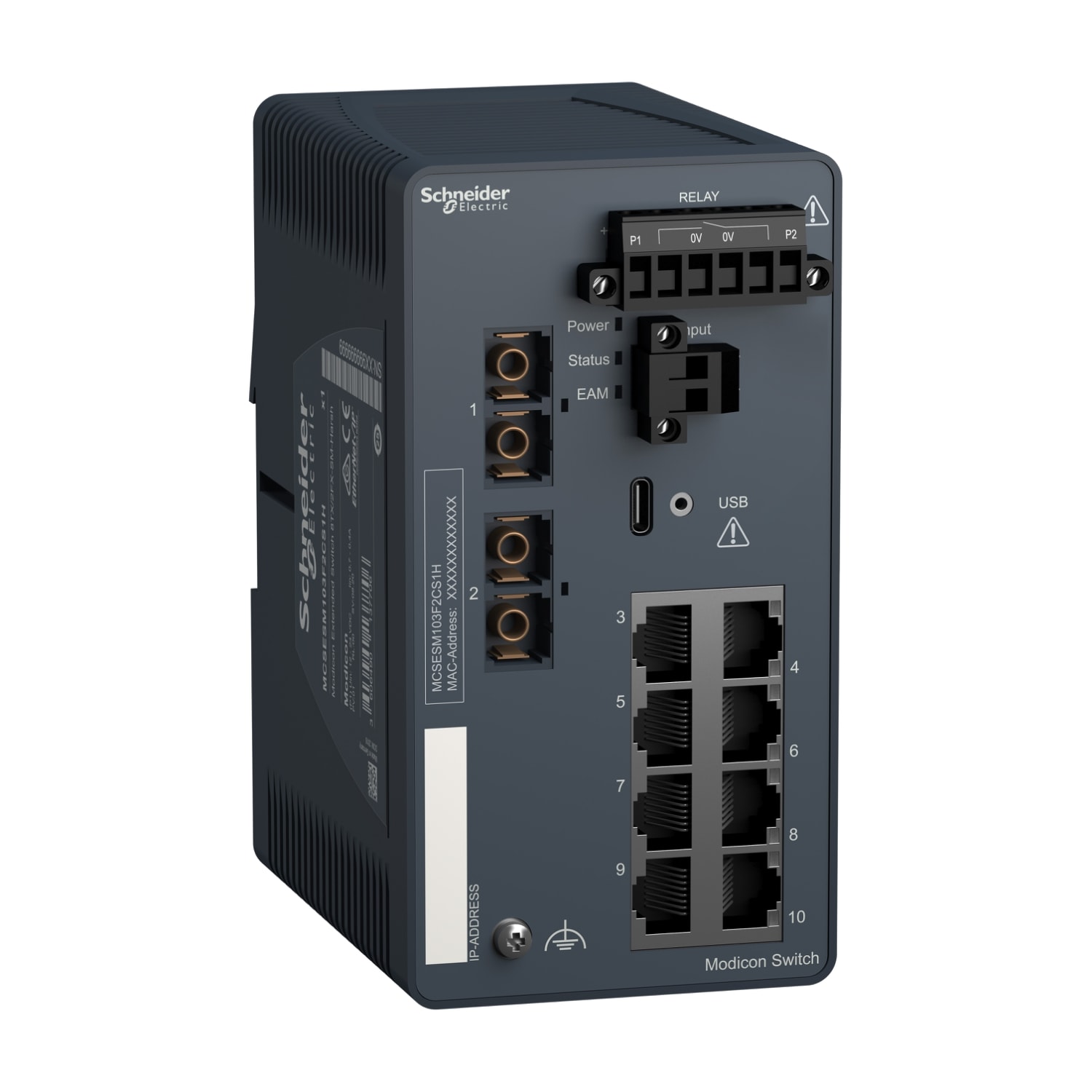 SCHNEIDER ELECTRIC - SNRMCSESM103F2CS1H Modicon Ext Manag Switch 8TX/2FX-SMHarsh