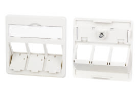 Metz - MEZ860210-04-I Zentralplatte 50x50mm 3 Port perlweiss M