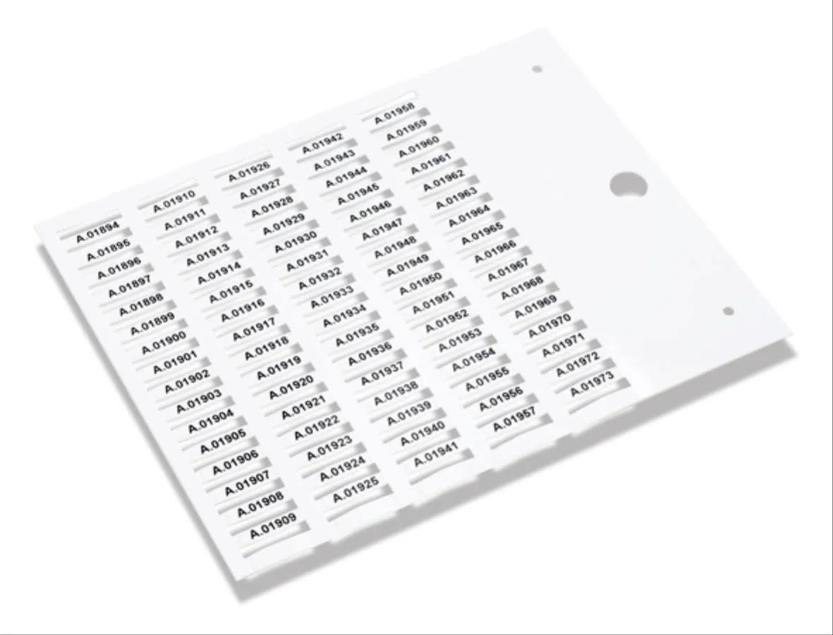 CEMBRE SPA - CEM42091B TARGHETTE SEGNACAVO, SERIE FLAT, PREFUSTELLATE, PER TUBETTI PMF, IN PVC RIGIDO, 4x12mm, BIANCO PVC10050WH