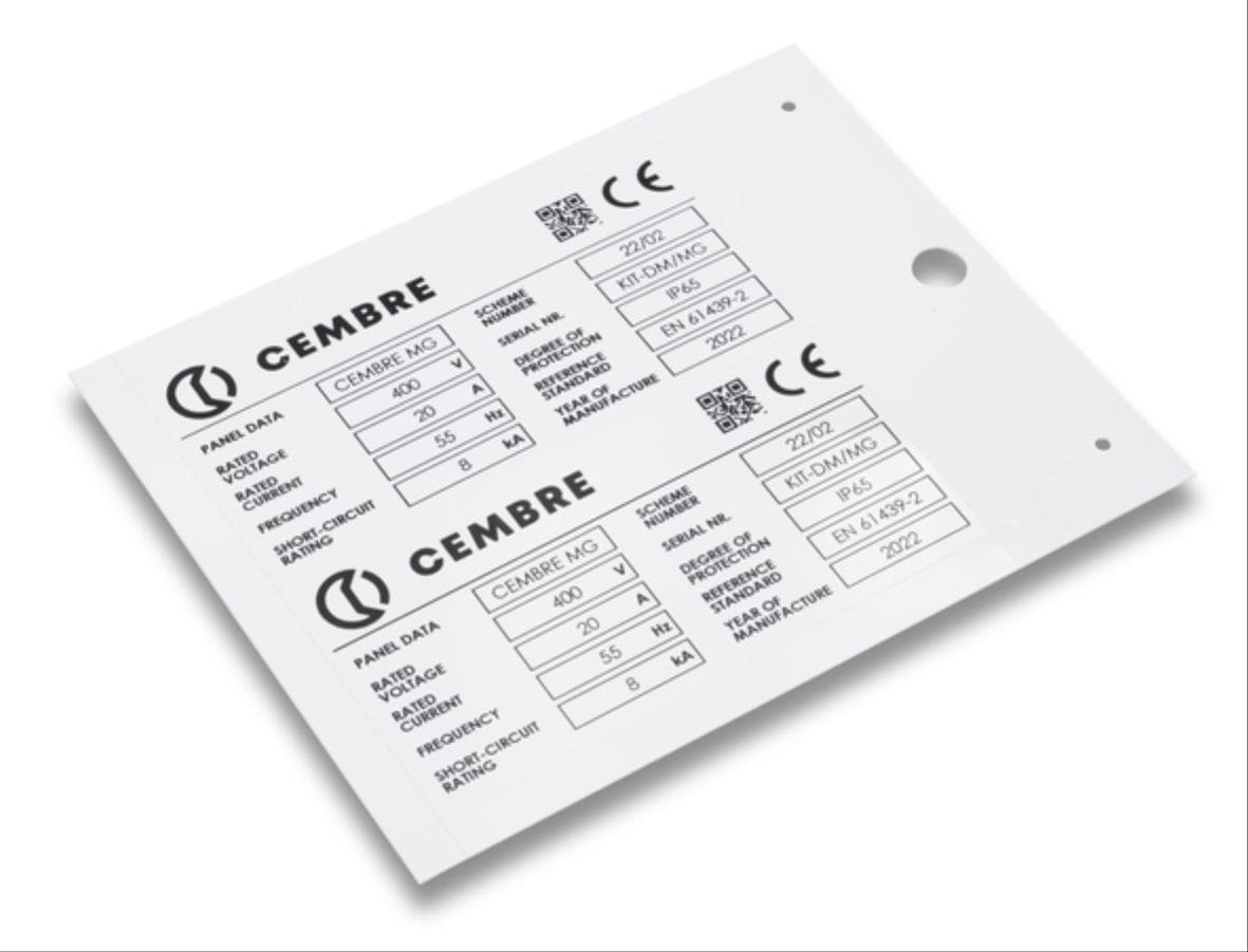 CEMBRE SPA - CEM48702-HF TARGHE QUADRO, PREFUSTELLATE, IN POLICARBONATO, HALOGEN FREE