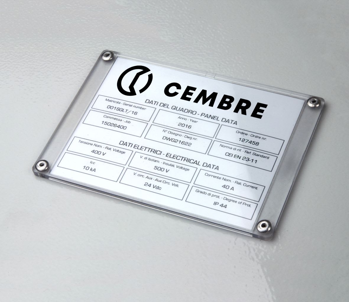 CEMBRE SPA - CEM48929 TARGHE QUADRO, PREFUSTELLATE, IN PVC RIGIDO