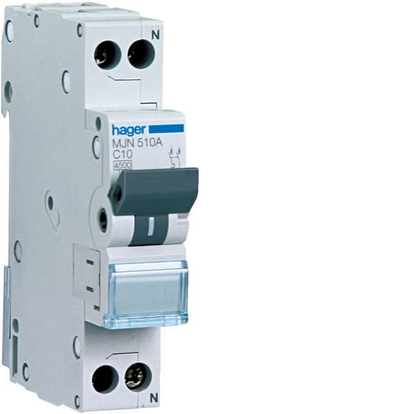 HAGER - HAGMJN510A INTERR. AUTOM.1P+N 10A 4.5KA C 1M
