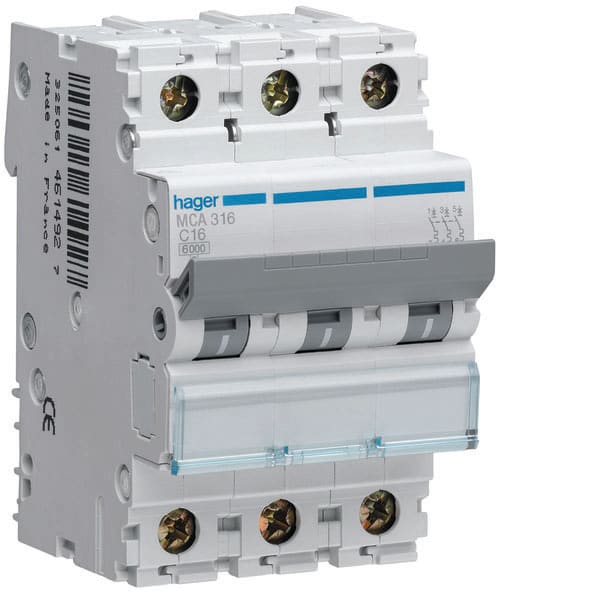 HAGER - HAGMYN306 INTERR. AUTOM.3P 6A 4.5KA C 3M
