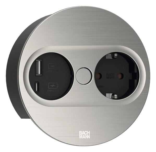 BACHMANN SALES GMBH - HMA946.004 TWIST 2 1XCEE 1XUSB A C 22W ROTONDA INOX