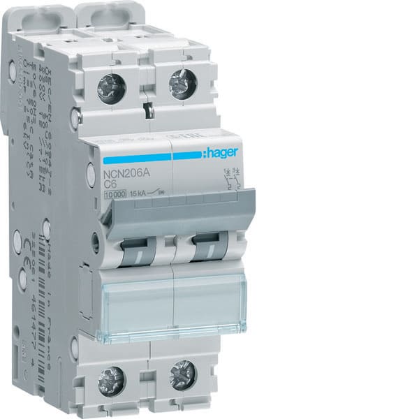 HAGER - HAGNCN206A INTERR. AUTOM. 2P 6A 10KA C 2M