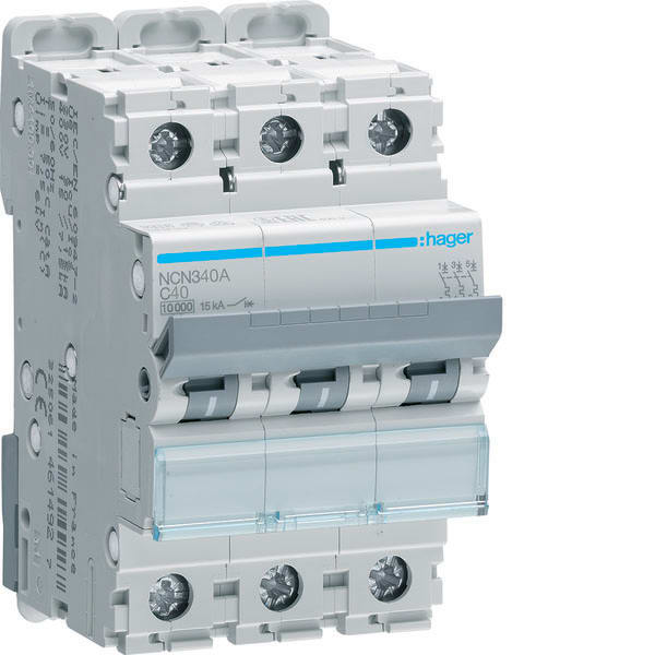 HAGER - HAGNCN340A INTERR. AUTOM. 3P 40A 10 KA C 3M